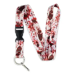 Limeloot Blood Spatter Lanyard for Keys and ID Badges with Buckle and Flat Ring