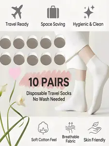 10 Pairs Disposable Unisex Socks, Compression Socks for Business Travel, Hygienic Choice No Wash Needed, Casual Fitted Ankle Socks
