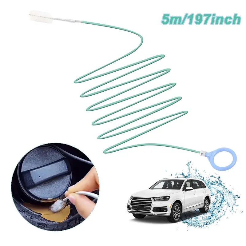 Car Sunroof Drain Unclogger - Durable Extendable 5m/197inch Nylon Brush Flexible Hose Tube, Car Care Tools, Automotive Maintenance Accessory for Sunroof Clogs, Windshield Wiper Tanks, Door Drains