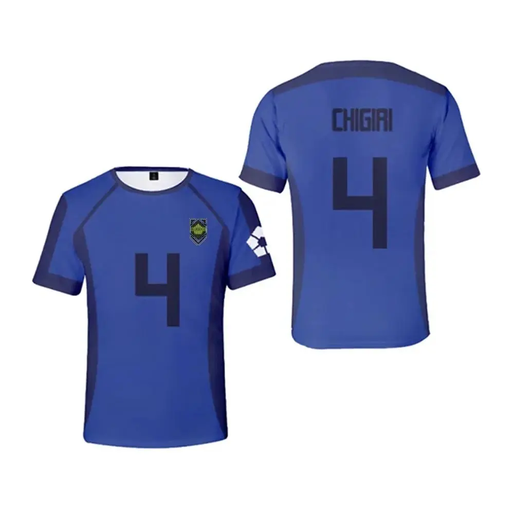 Blue Lock Anime Japanese Football T-Shirt - Isagi Yoichi, Hyoma Chigiri, Meguru Bachira Cosplay Short Sleeve Jersey for Children