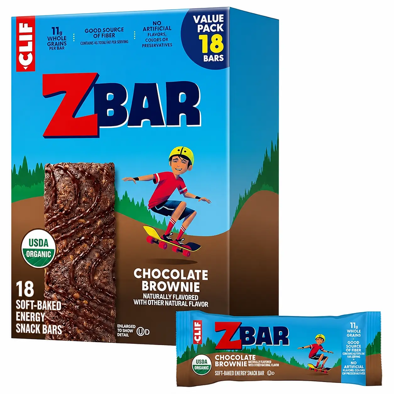 Chocolate Brownie Soft-Baked Snack Bars - Individually Wrapped Granola Snack Bars 18 Count