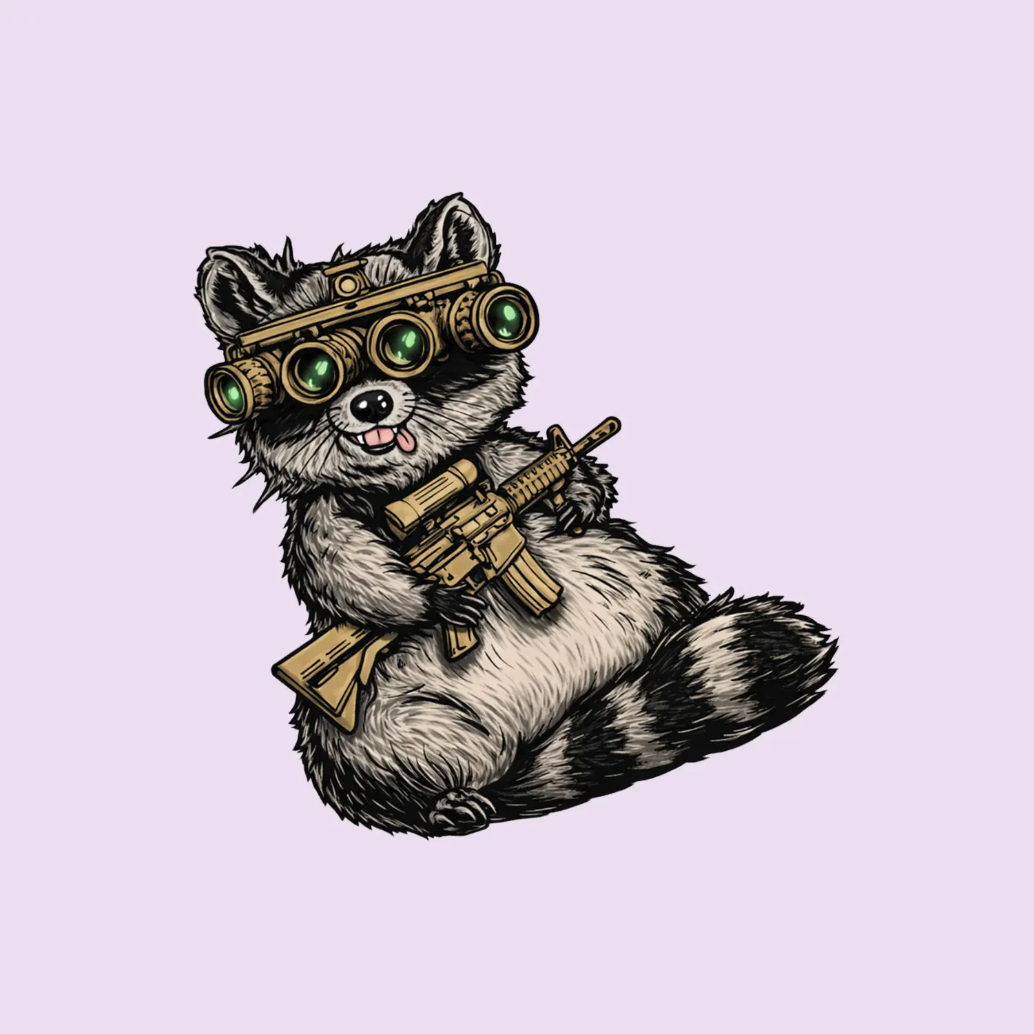 Cute Cartoon Raccoon Sticker, Tactical Night Vision Look Sticker, Funny Parody Animal Art Decal for Laptop, Backpack and Sticker