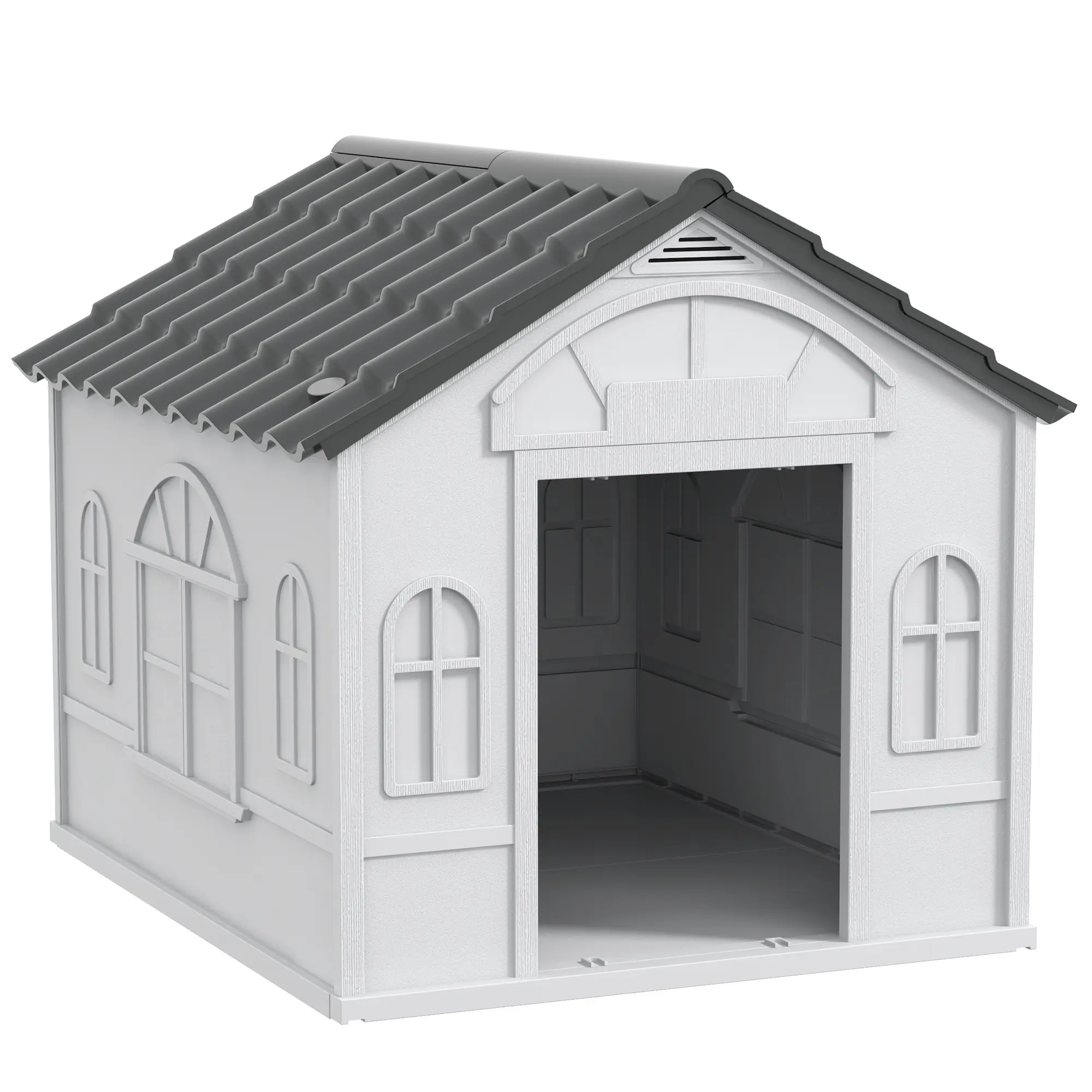 PawHut Plastic Dog House, Water Resistant Puppy Shelter Indoor Outdoor with Door, Easy to Assemble, for Medium and Small Dogs, Blue