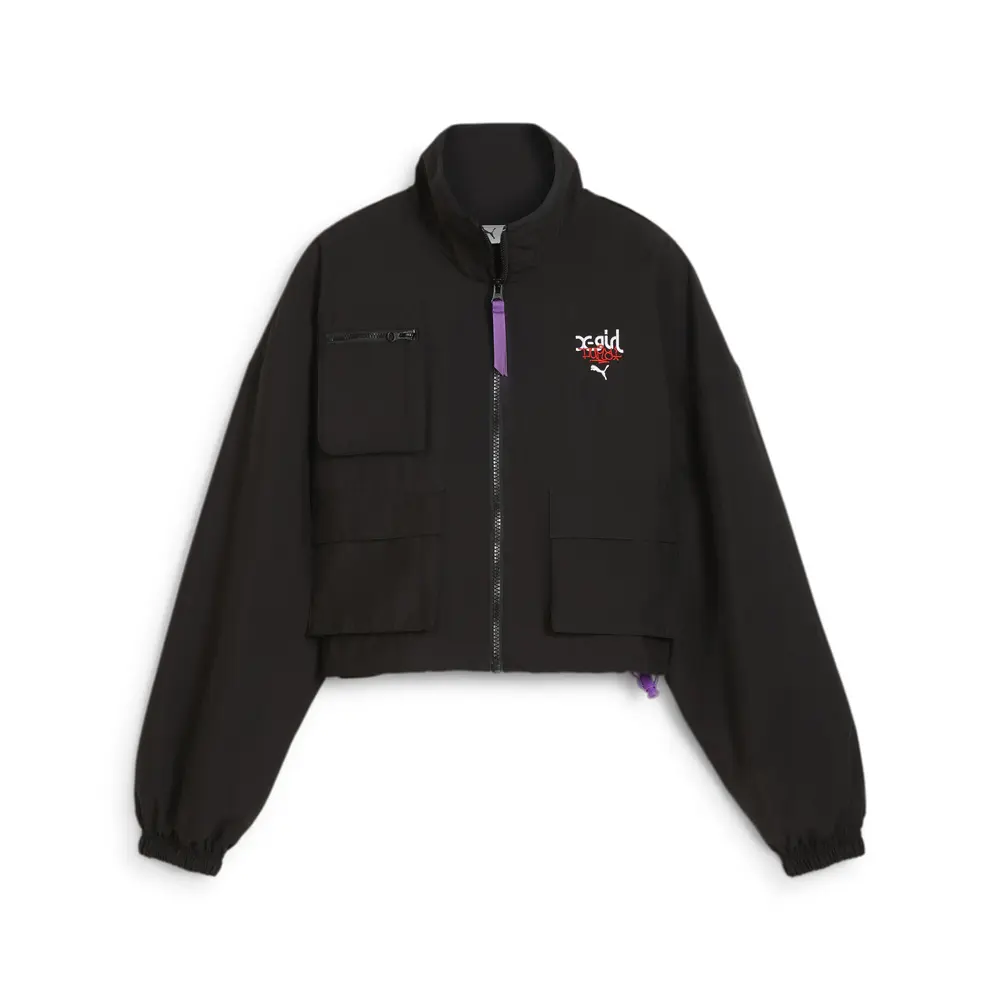 PUMA Womens X X-Girl Woven Jacket Athletic Outerwear Casual Full Zip - Black