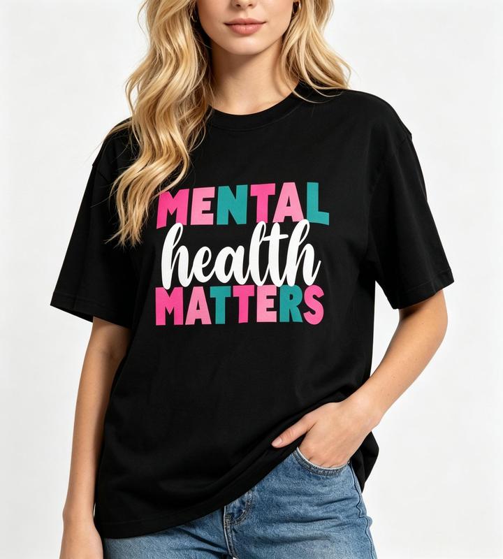 Women's Motivational Quote Graphic Print Top - Oversized Crew Neck, Short Sleeve, Breathable Boho Cute Comfortable Fabric T-Shirt for Casual Self-Care, Beach Wear