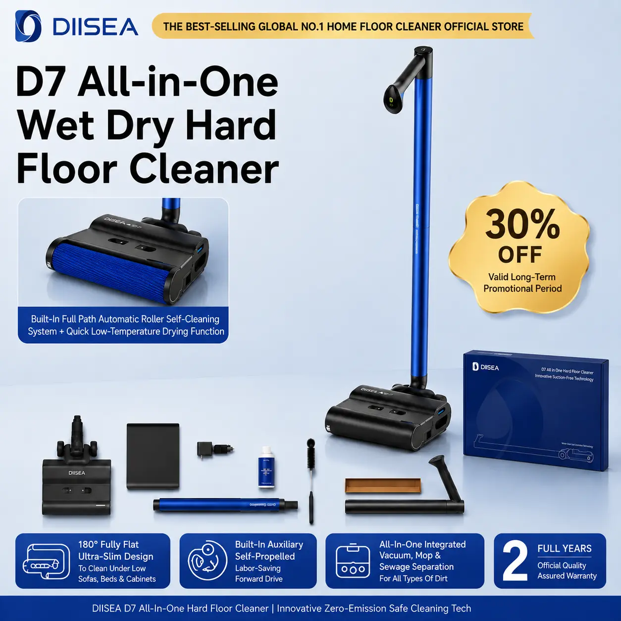 Multi-Surface Floor Cleaner | Self-Cleaning Roller, Carpet Hardwood Tile Floor Washer