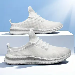 Men's large size casual mesh shoes, breathable outdoor men's shoes, closed-toe slip-on loafers, men's lace-up lazy half-slipper sneakers