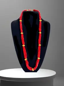 Nepali Crystal Hydro Pote Long Traditional Necklace Naugedi Nau Gadi Navaratna Tilahari Red Beaded Pendant