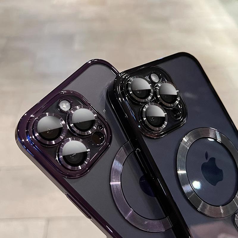 Luxury Magnetic For Magsafe Wireless Charge Plating Clear Case For iPhone 12 13 14 15 16 17 Air Pro Plus Max Shockproof Silicone Cover