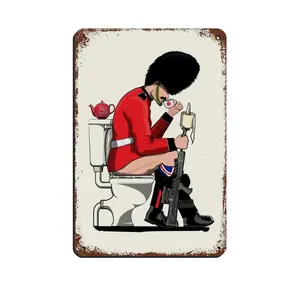 Vintage Metal Tin Signs British Soldier Toilet Metal Signs, Customize for Office, Business, Home, Workplace, Airbnb, Delivery Signs, Rust Free,Aluminum, Fade Resistant