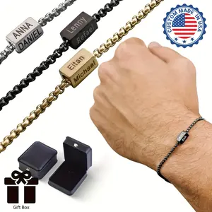 Personalized Dad Man Bracelet With Family Name, Custom Engraved Names of LovedOnes on the Bracelet, Father's Day Birthday Gifts, Family Name Jewelry, Man Bracelet,Gifts for Dad, Grandpa from Son, Daughter