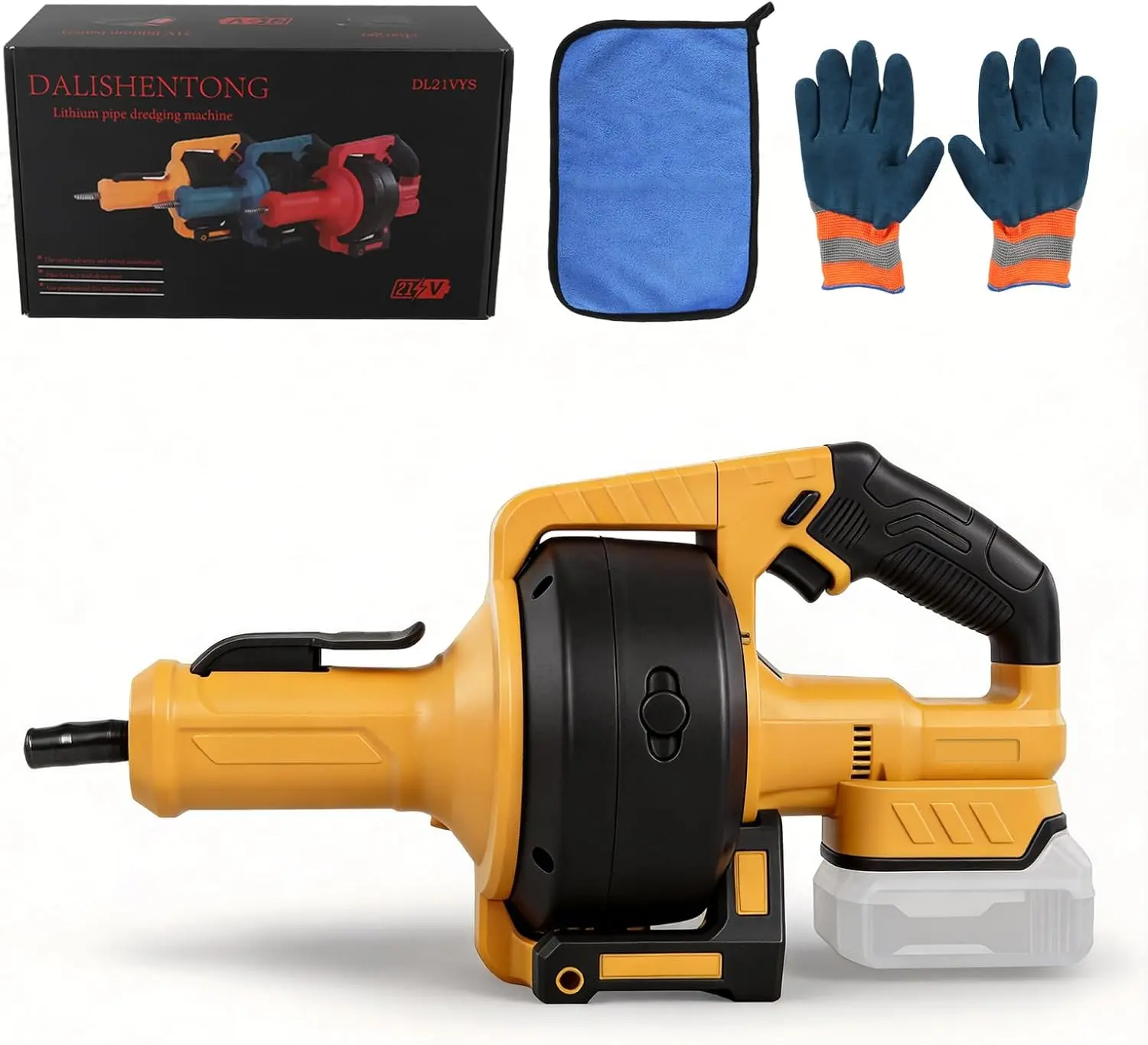 Cordless Drain Auger Compatible with DEWALT (NO Battery), 25 FT Auto-Feed Drain Snake, 0-610 RPM Variable Speed, Replaceable 0.35 in Cable for 3/4-3.55 in Pipes,
