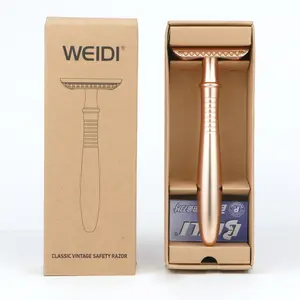 WEIDI Classic Vintage Safety Razor Double Edge Blades Stainless Steel Durable Handle Smooth Shaving for Men Women Professional Skin Protection
