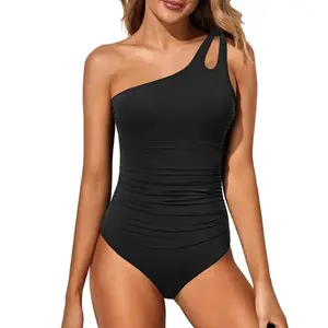 One Shoulder One Piece Swimsuit for Women Tummy Control Bathing Suits Full Coverage Keyhole Swimwear Beach Swimming Clothing # outdoorfun Father'sDayGift
