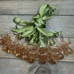 12 pcs baby shower party favor pacifier necklaces in brown and sage green for baby shower game Plastic Plastic Auspicious