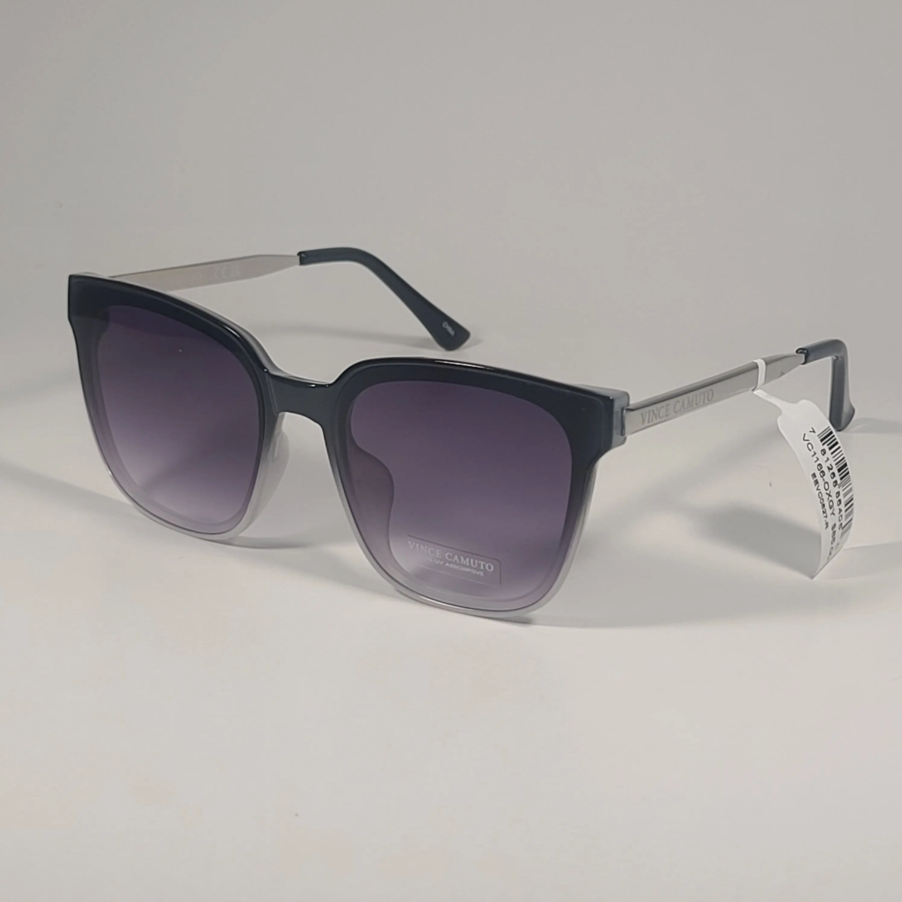 Vince Camuto VC1166 OXGY Oversize Square Sunglasses Black Silver Gray Gradient