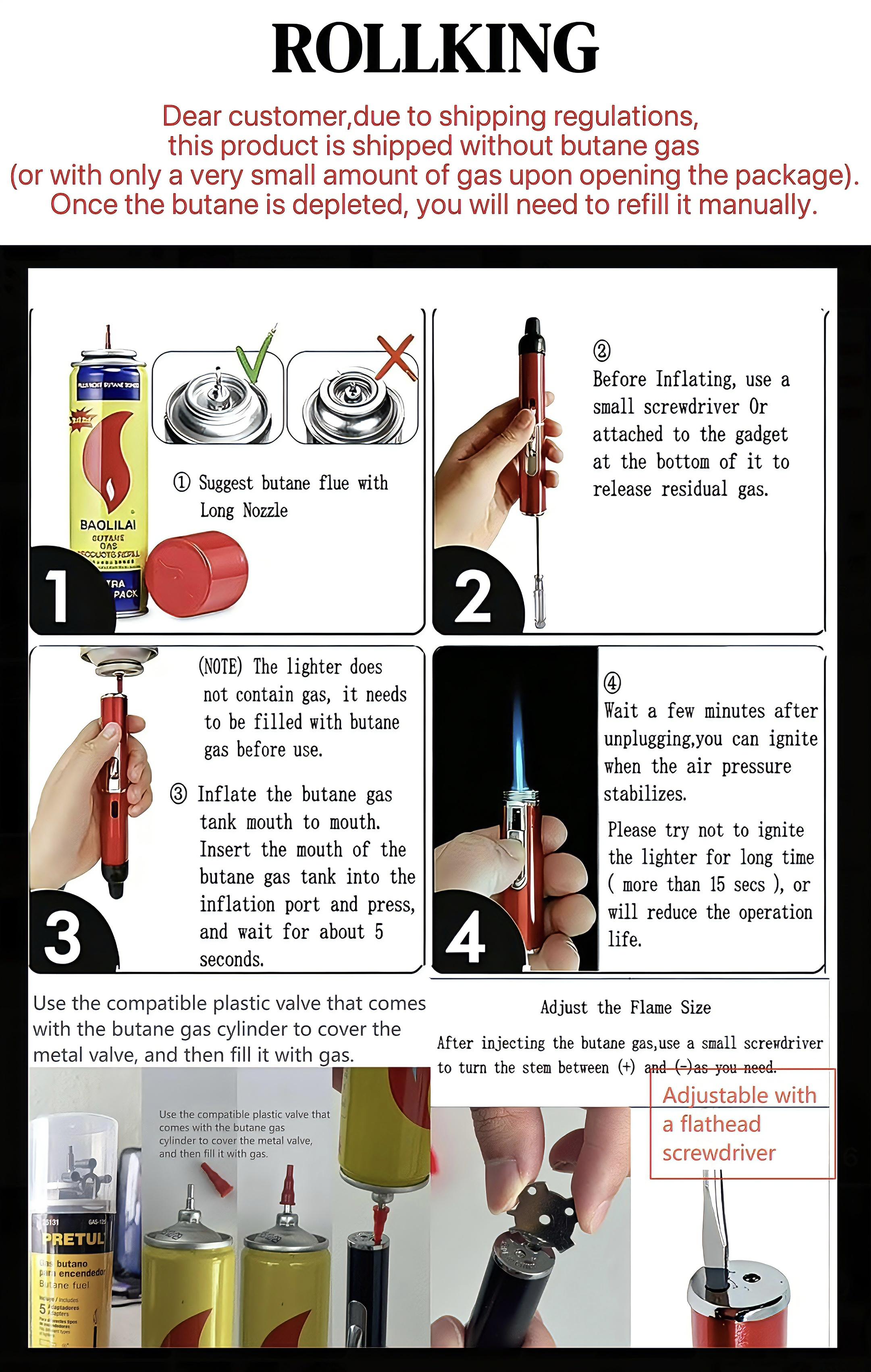 Torch Lighter(Nobutane included), Windproof Jet Flame,Refillable Metal,Adjustable & Child-Resistant, Gift Box,Easter Gifts Torch Lighter(Nobutane included), Windproof Jet Flame,Refillable Metal,Adjustable & Child-Resistant, Gift Box,Easter Gifts