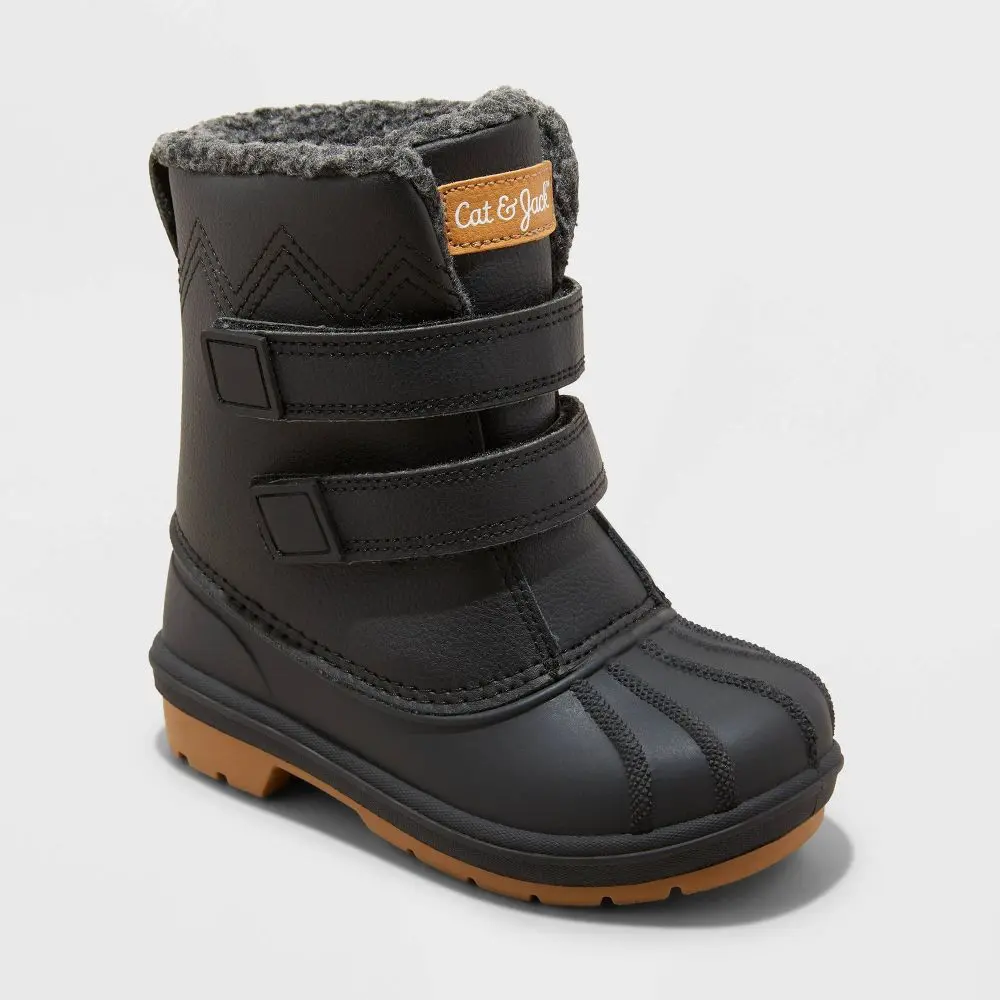 Toddler Denver Winter Boots - Cat & Jack Black 8T: Waterproof Hook and Loop Closure Treaded Outsole