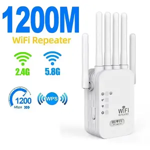 WiFi Extender 2026 6-Antenna Strong Signal, 1200Mbps Dual Band (2.4GHz) Booster, Wide Signal Coverage,Wireless Remote Amplifier, Ideal for Home Studios, Remote Workspaces, computer,summervibes,Computer office equipment parts