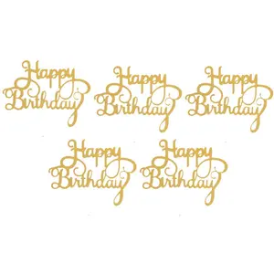 Happy Birthday Cake Decor Toppers, Metallic Sequin Dessert Table Party Decoration Topper Set, DIY Birthday Party Dessert Table Decoration Accessories, Anti-oxidation Durable Cake Top Decoration Toppers
