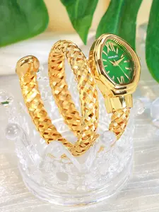 A women's golden steel strip snake shaped snake year new casual winding versatile fashion quartz watch Casual Trendy Wristwatch