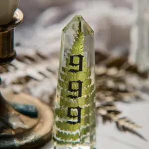 999 Angel Number Resin Botanical Crystal Point