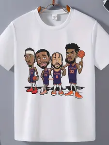 T ShirtNew York Knicks Basketball Players Cartoon Art Mens 220g Cotton T Shirt Fashion Sports Wear Casual Tee Shirts For Fans graphic crew neck t-shirt short sleeve