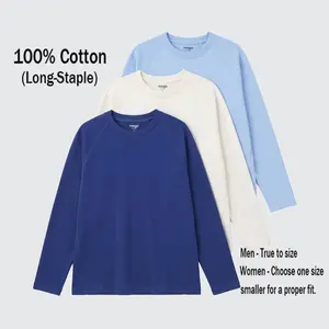 Mega Tshop 3-Pack Unisex Regular Fit Raglan Long Sleeve T-Shirts, 6.35 oz Midweight 100% Cotton Simple Look Clothes, Soft Crew Neck Plain Beige Medium Length Casual Top tiktokshopspringglowup