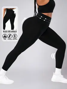 Women's Large Size Fall Winter Sports Tight Long Pants, Running Yoga Fitness Pants, Soft Comfortable Breathable, All Seasons Wear