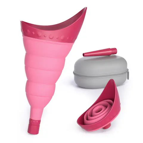 TRIPTIPS Compact Foldable Women's Urinal Funnel with Detachable Tube and Case - Collapsible Urinals, Convenient, Leak-Proof Seal, Secure Grip, Waterproof, Safely Reusable Outdoor Travel Stand-to-Pee Bathroom Gadget