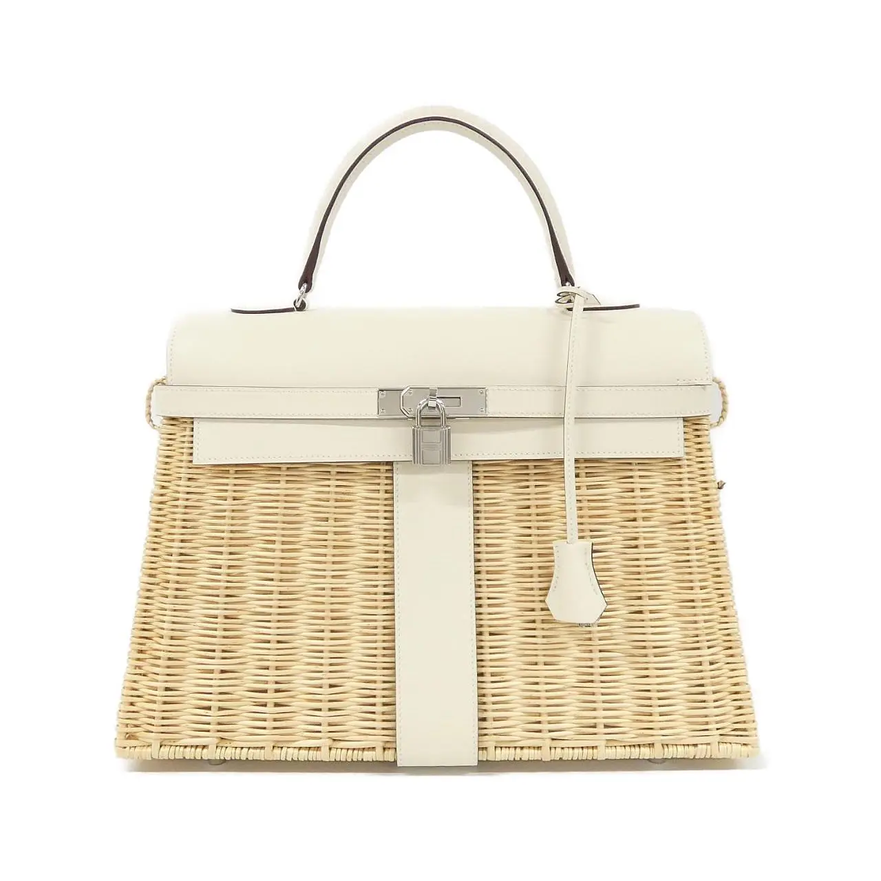 Pre-owned HERMÈS Calfskin Shoulder Bags Hermes Kelly Picnic35 Wicker Swift Bag