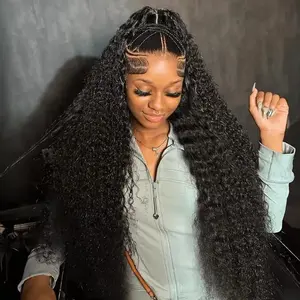 Bling Hair 13x4 13x6 HD Transparent Lace Wig Deep Wave Brazilian Human Hair Lace Frontal Wig for Women Curly Pre Plucked 38 40 Inches 180% Natural Hairline Clearance Sale