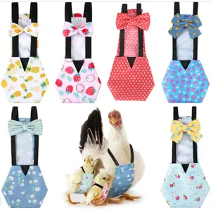 6 Pcs Washable Chicken Diapers Reusable Pet Diaper with Bow Tie for Pet Ducks Hens Goose Clothes Poultry Nappies Waterproof Adjustable for Hen Rooster Chicken(Cute,M)