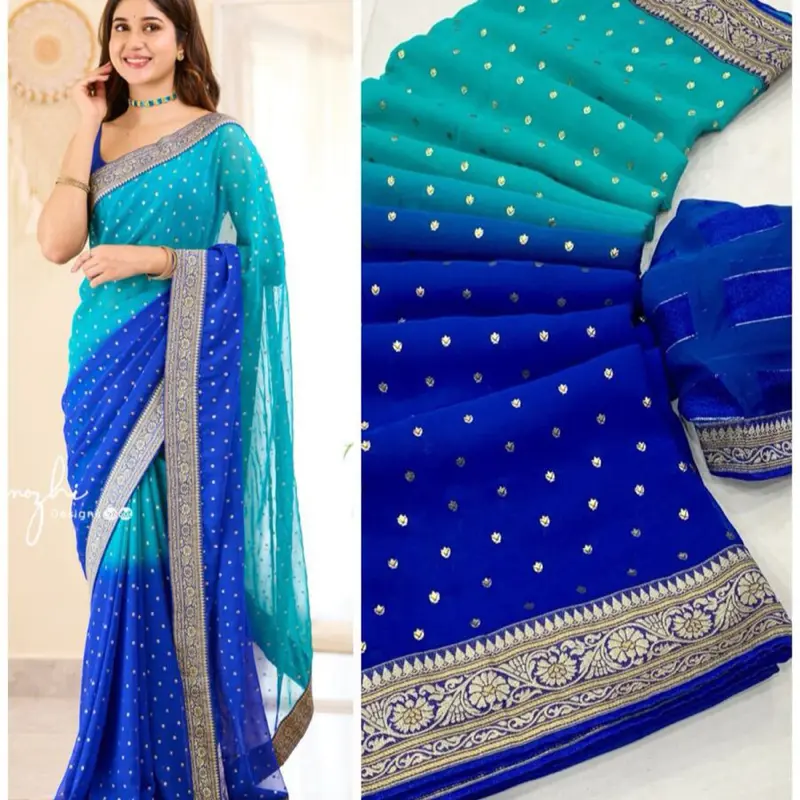 DESIGNER GEORGETTE FOIL PRINT WORK SAREE