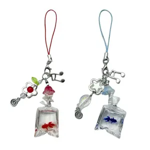 Fashion Fish Bead Phone Charm Handmade Bag Pendant Resin and Alloy Texture Keychain Accessory for Various Occasion
