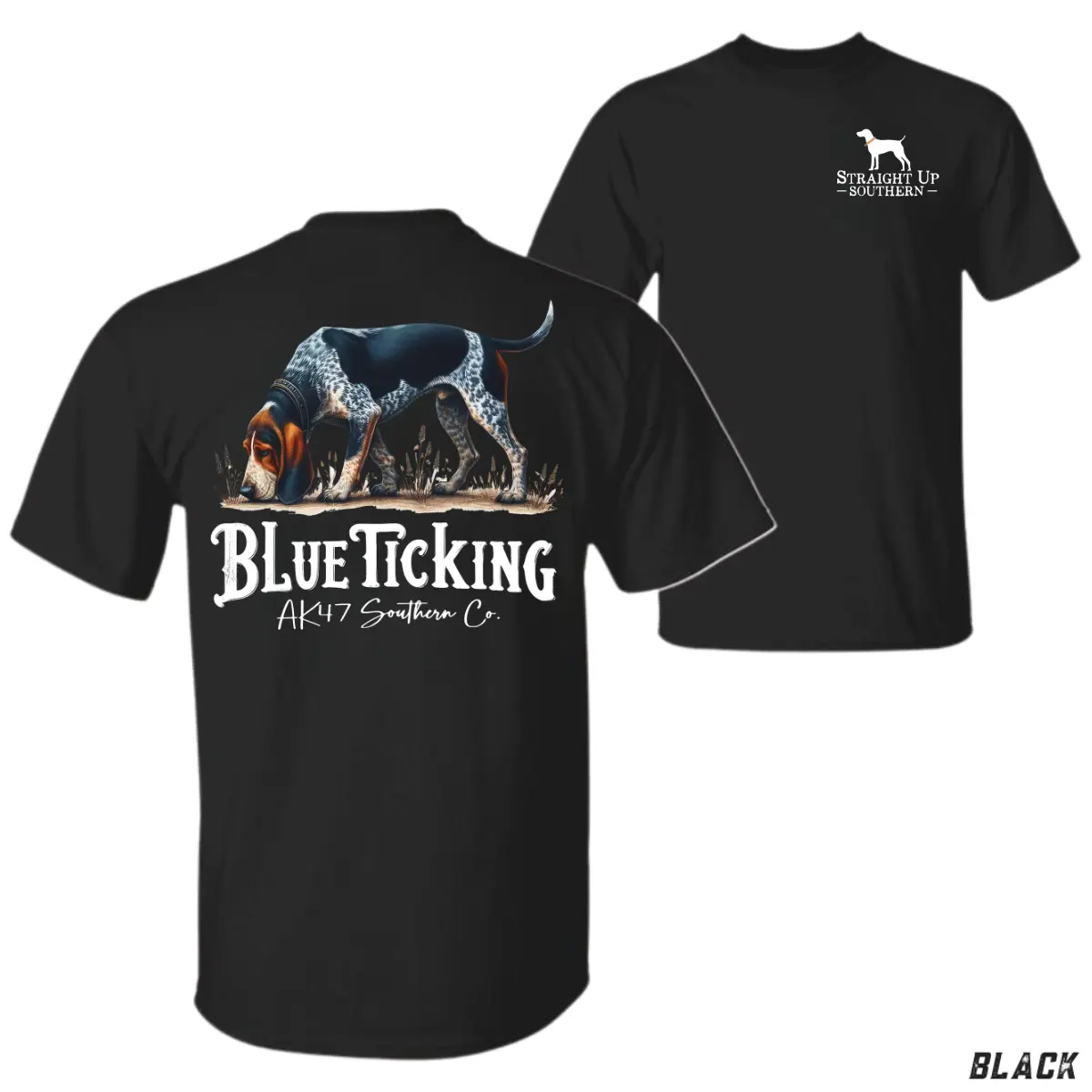 Blue Ticking Hound Dog T-Shirt – Southern Hunting Graphic Tee, Country Style Unisex Shirt, Outdoor Gift for Him & Her streetwear vintage  shirts Cotton Crewneck Fit Top