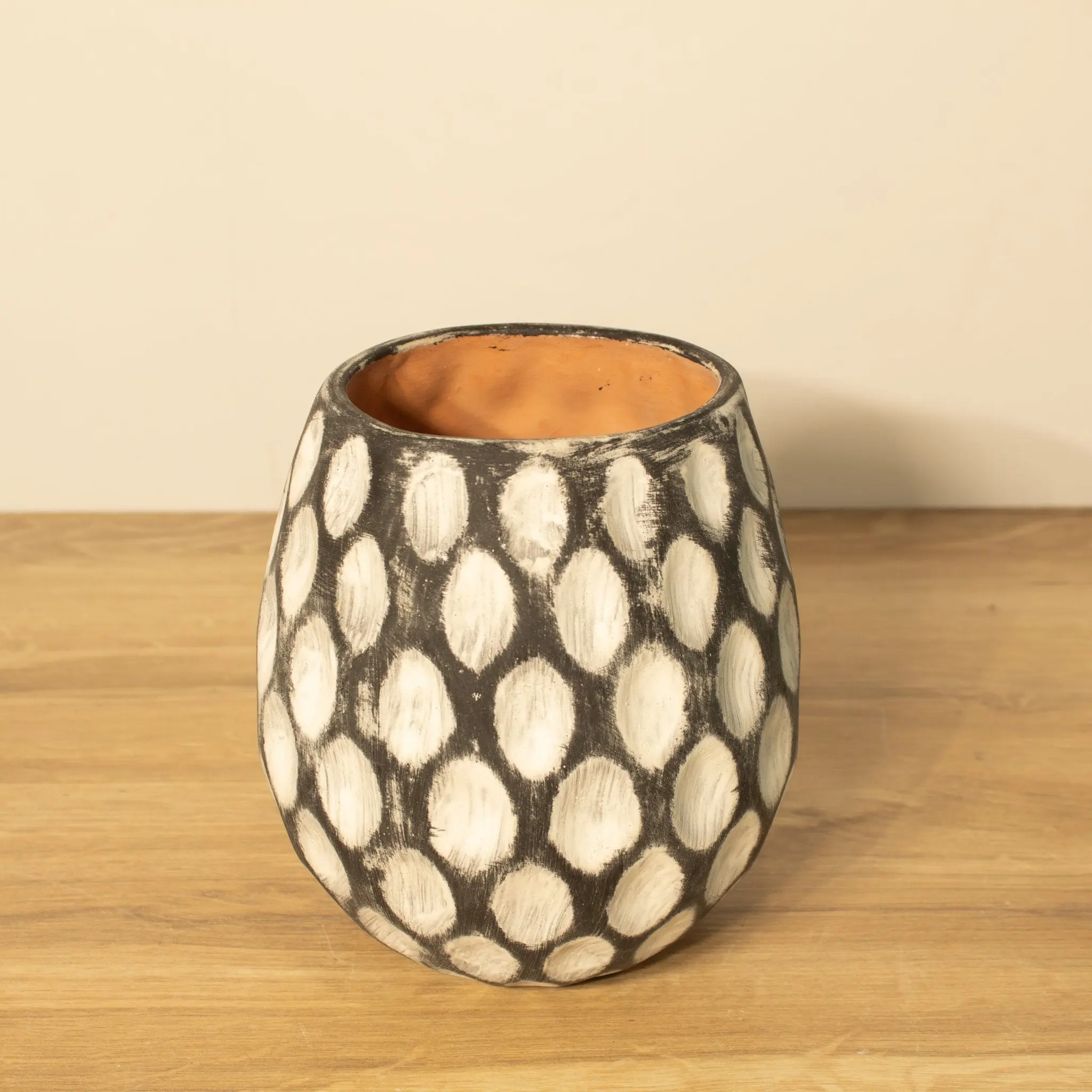 White-washed Clay Terracotta Pot