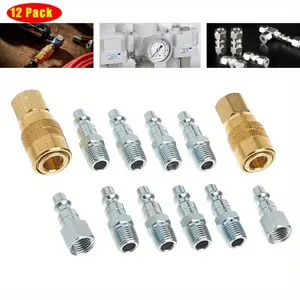 12Pack 1/4'' M-Style Coupler and Plug Kit S-210 Universal Air Coupler, Air Compressor Hose Fittings - Home Improvement.
