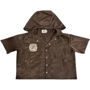 Saint Vanity Nylon Hooded Zip Up Jacket Brown
