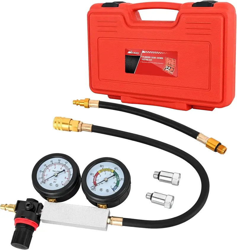 Nilight Cylinder Leak Down Tester, Gasoline Engine Compression Dual Gauge Leakdown Detector Automotive Tool Set with 10 12 14mm Spark Plugs Digital Tire Car Motor  dealsforyoudays