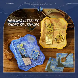 Healing Literary Short Sentences Ancient Style Metal Sunflower Bookmark Cultural Creative Gift for Students Teachers Classmates University Reading