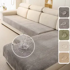 2 PC Waterproof Couch Cover for Couch & Sectional, Spill-Resistant Sofa Cover, Soft Plush Sofa Pad, Pet-Friendly Anti-Slip Couch Protector, Machine Washable Living Room Furniture Cover