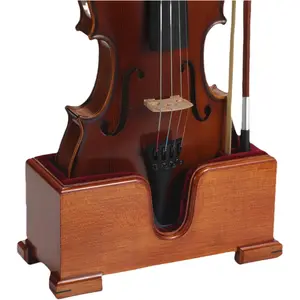 Violin and Bow Holder ( Stand), Wooden Violin Holder Floor Display for Violin,  Protection,  and Classy Aesthetic (brown  + red relvet)
