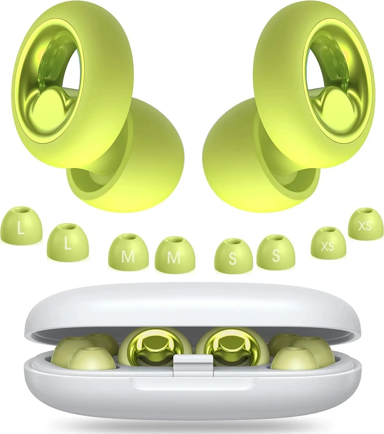 Ear Plugs for Sleeping Noise Cancelling, Soft Ear Plugs for Sleeping, 45dB Reusable for Noise Reduction with 8 Ear Tips, Silicone Hearing Protection Earplugs for Concert, Work(Lemon Lime)