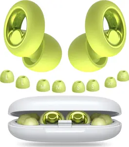Ear Plugs for Sleeping Noise Cancelling, Soft Ear Plugs for Sleeping, 45dB Reusable for Noise Reduction with 8 Ear Tips, Silicone Hearing Protection Earplugs for Concert, Work(Lemon Lime)