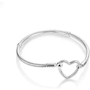Charm Bracelet For Woman  Basic heart clasp Iconic Moments Snake Chain Bracelet Gift for Men Mother Daughter…