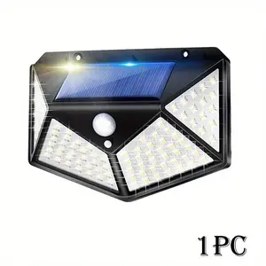 1–2 Pack Solar Motion Sensor Outdoor Lights, IP65 Waterproof Security Light, New Model, Solar Human Body Sensor Wall Light for Garden/Garage, 100 LEDs with Reflector, Easy Installation