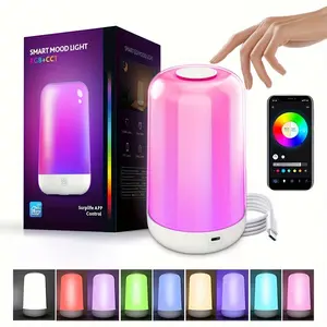 Smart LED Touch Night Light, Bedroom Dimmable Touch Light, Portable Table Lamp, App Control Dimmable Color Changing, Music Synchronization, USB Charging, Suitable for Bathroom/Hallway/Living Room/Dorm Room Night Lights