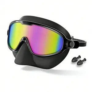Youth to Adult Swim Goggles, UV Protection/anti-Fog, Clear Wide Vision, Nose Guard Included, Unisex, Free Waterproof Earplugs, Pool Accessories