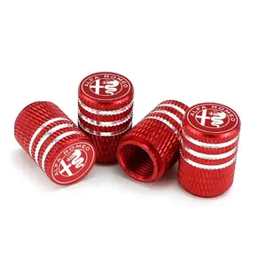 Aluminum Alloy Tire Valve Cap for Alfa Romeo Giulia Junior Tonale Stelvio, Leak-Proof Car Accessory, Customizable Wheel Emblem